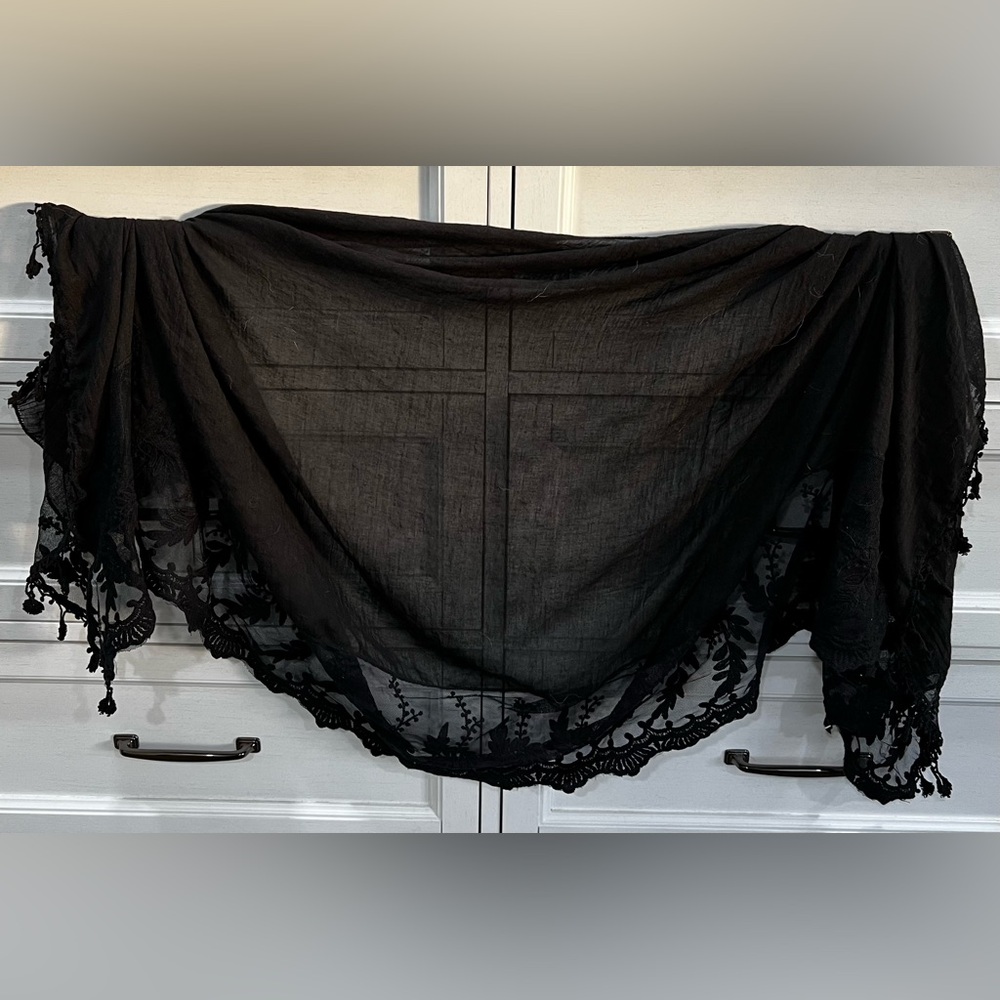 Black lace scarf or shawl